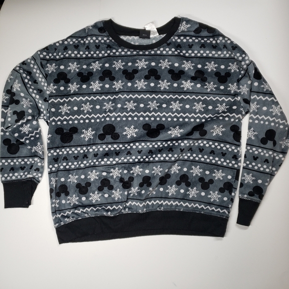 Disney mickey ears snowflakes gray fleece pajama set size small - Picture 2 of 9